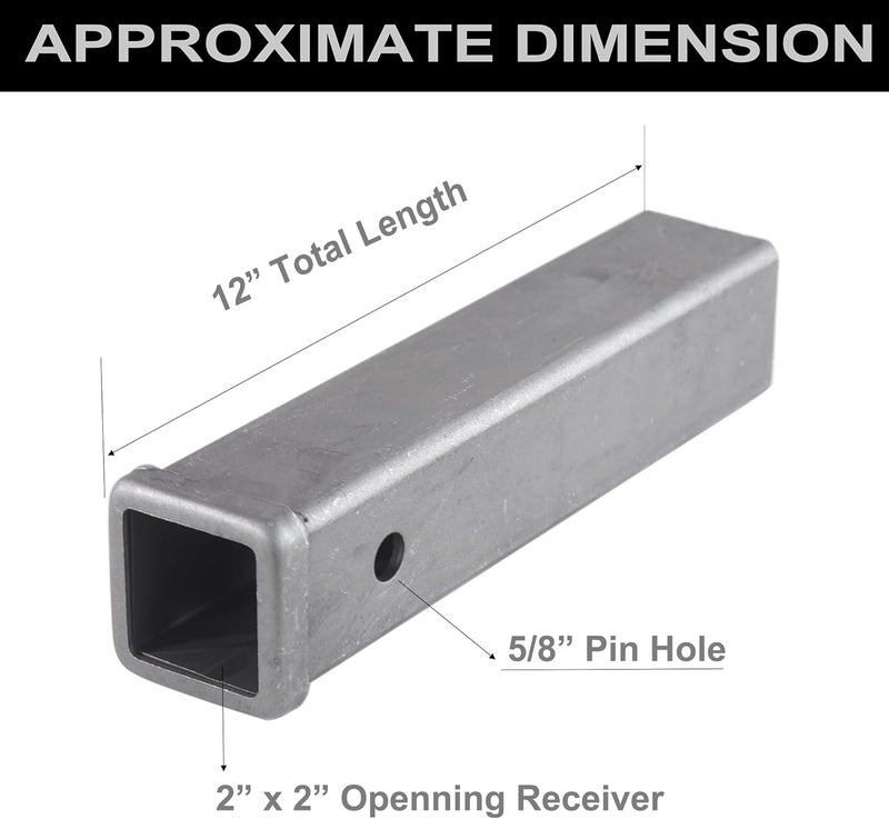 REYSUN 864455 Hitch Adapter Weld on Trailer Hitch Receiver Tube 2 inch X 12 inch Combo Bar, Raw Steel Hitch Bar - Image 2